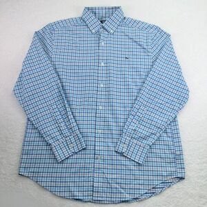 Vineyard Vines Shirt Mens Large Blue Plaid Performance Stretch Whale Button Down